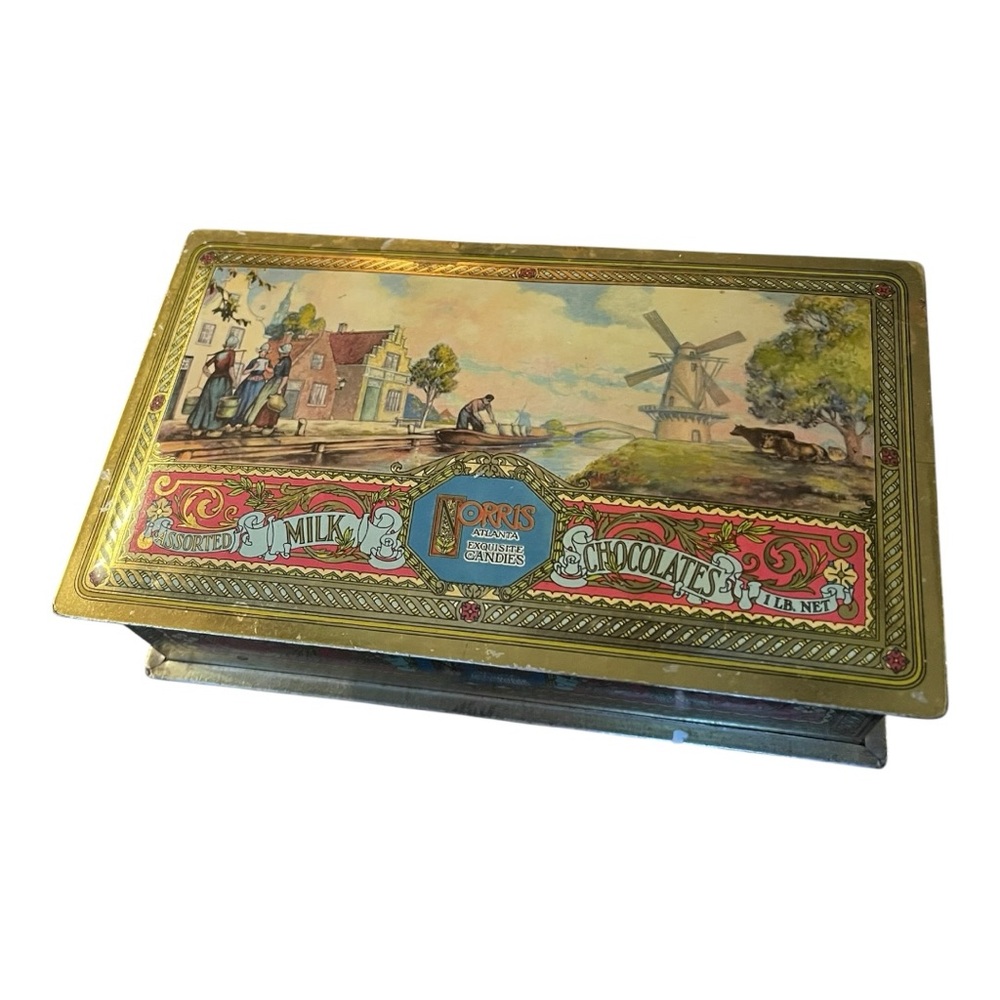 ✨ Vintage Norris Exquisite Candies Tin – Dutch Windmill Scene ✨